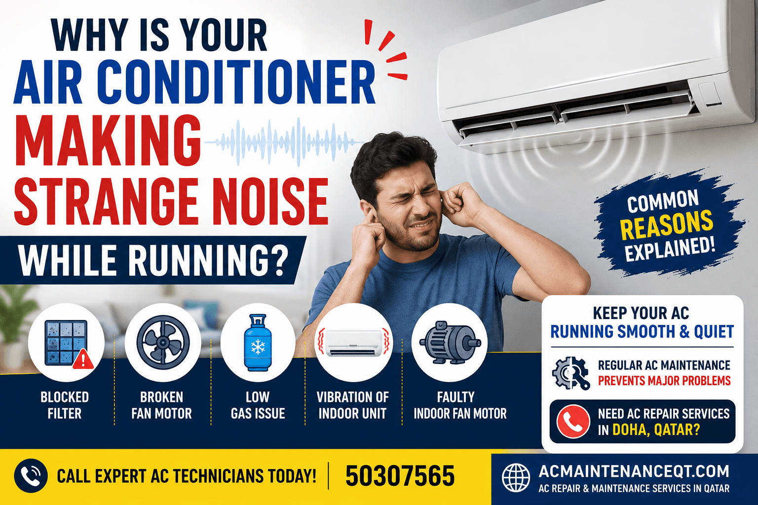 Why is my AC making noise and How to fix ? |AC repair service Qatar | AC repair tips