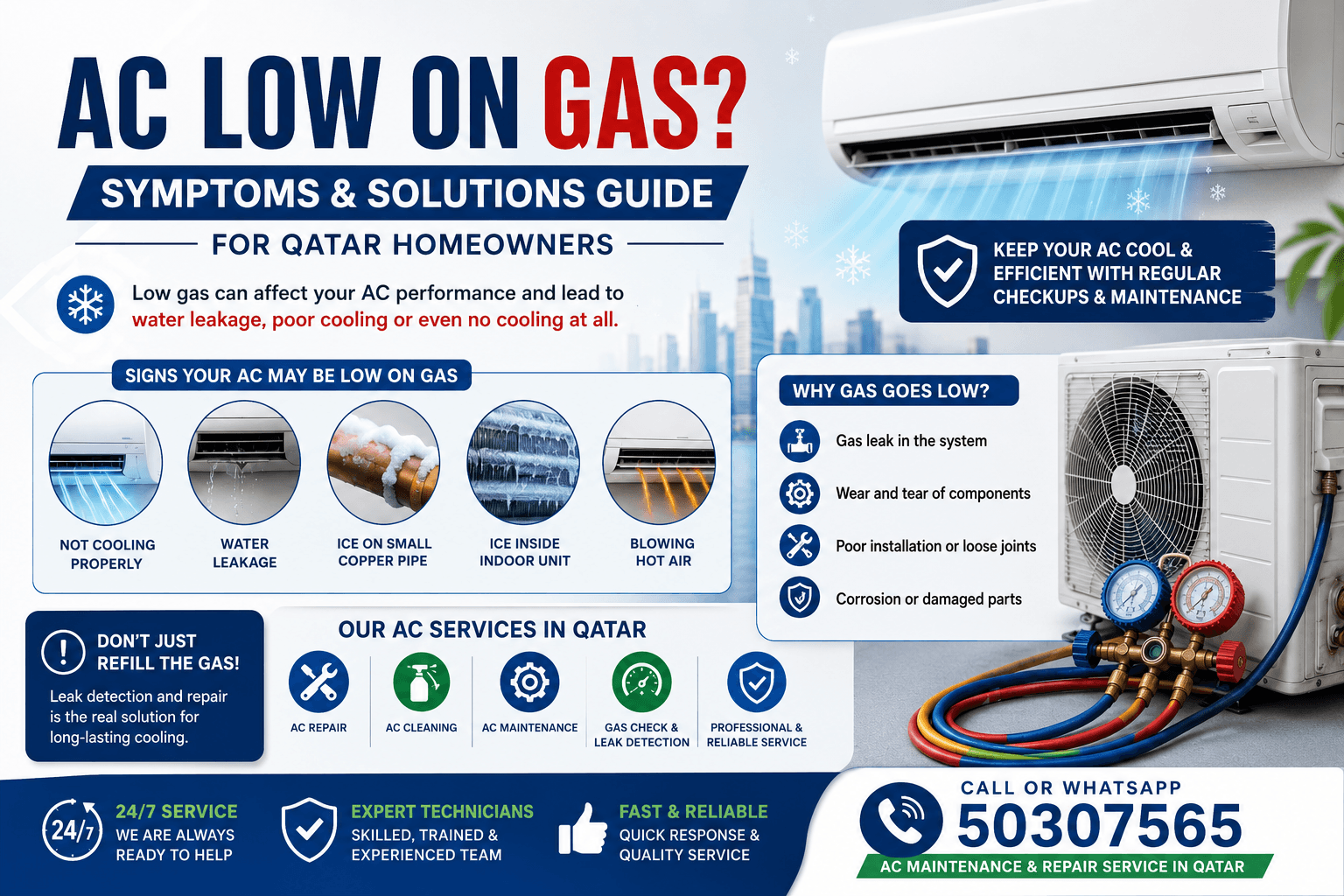 How to Know if Your Air Conditioner Is Low on Gas in Qatar