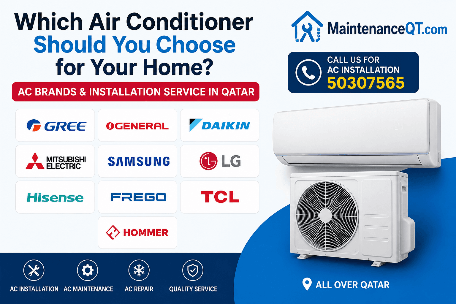 Which Air Conditioner Should You Choose for Your Home? New AC installation services in Qatar